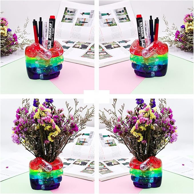Fist Silicone Flower Pot Concrete Mold Succulent Planter Molds Vase Left Right Hand Pen Holder Storage Box Mould Epoxy Resin Clay Cement Moulds (Right Hand)