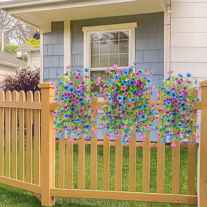 INQCMY 2Pcs Artificial Fake Hanging Flowers for Outdoors UV Resistant Artificial Plants for Spring Summer Decor Look Real Faux Flowers for Outside Home Planter Porch Patio Decor
