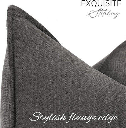 ZWJD Rustic Gray Pillow Covers 26x26 Set of 2 Chenille Throw Pillow Covers with Elegant Design Soft and Luxurious Decorative Throw Pillows for Couch, Bed, and Home Decor