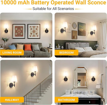 Battery Operated Wall Sconce: Renter Friendly Peel and Stick Adhesive Wall Light Easy to Install, Rechargeable Wireless Wall Lamp for Bedroom Living Room DIY Home Wall Decor
