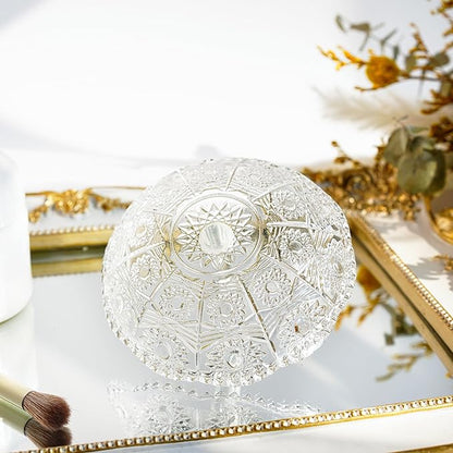 H&D HYALINE & DORA Crystal Ring Holder Dish, Clear Glass Ring Holder for Jewelry,Round Jewelry Holder Tray for Rings Earrings Necklace Organizer