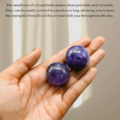 Amazing Gemstone Amethyst Crystal Ball - 1" Inches Crystal Sphere Meditation Balls for Witchcraft and Decorative Balls - Crystals and Healing Stones Beginners Gift (Pack of 1)