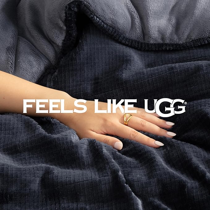 UGG Remina Twin Comforter Set 4 Piece Bed in a Bag with Throw Blanket, Decorative Pillow Sham and Reversible Comforter Hypoallergenic Luxury Bedding, Machine Washable, Twin XL, Navy Blue