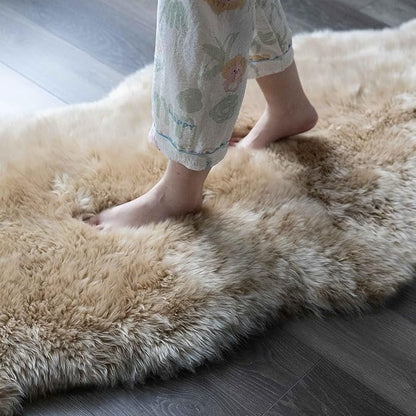 Genuine Sheepskin Rug New Zealand Fluffy Lambskin Rug, Natural Luxury Sheepskin Throw for Bedroom Living Room Children's Room - Premium Area Rug Chair Cover (2×6 Feet, Worm Brown)