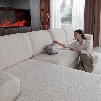 Couch Cushion Covers for Sectional Sofa, Stretch Soft Sofa Slipcovers Washable Wear-Resistant Universal Furniture Protector for Living Room(1 Piece Armrest Cover, Ivory)