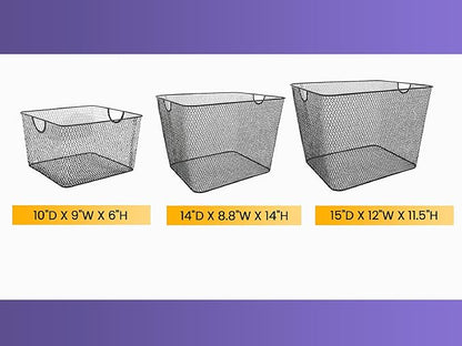 YBM HOME Household Wire Mesh Open Bin Shelf Storage Basket Organizer Black For Kitchen Pantry, Cabinet, Fruits, Vegetables, Pantry Items Toys 10” x 9” x 6”, 6-Pack, Black