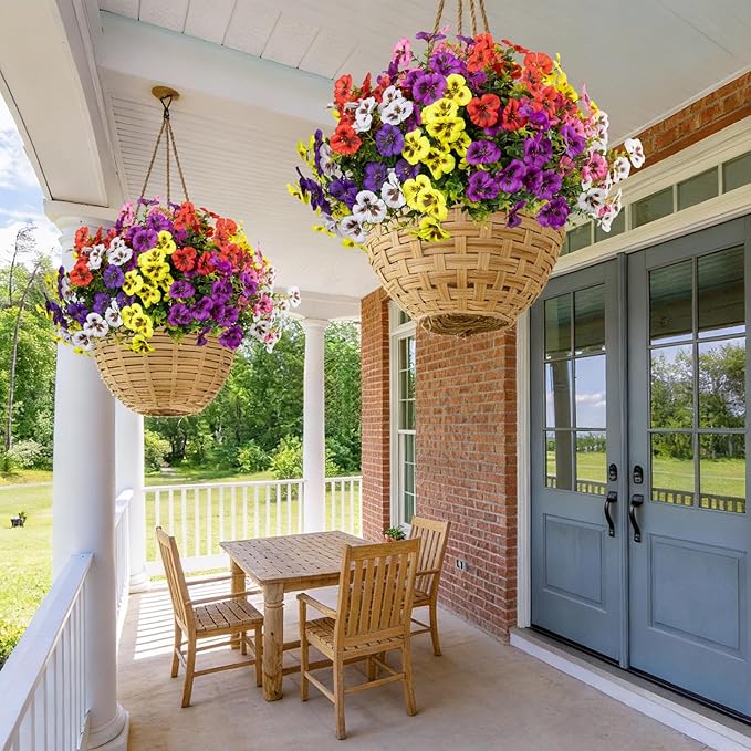 Artificial Flowers, 24 Bundles, Decorative Bouquets for Home, Wedding, Garden, Office Decor (6 Multicolor)