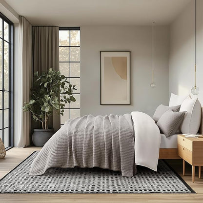 EVERGRACE Cross Stitch Pre-Washed Cotton Quilt Bedding Set Queen Size, Oversized 3 Pieces Lightweight Bedspread Coverlet for All Season, with 2 Matching Shams, Taupe, 92"x96"
