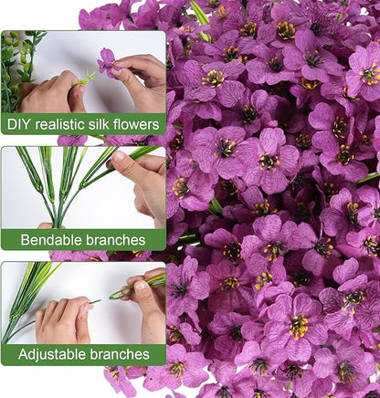 Artificial Flowers for Outdoor Faux Plants for Spring Summer Decoration, UV Resistant Realistic Silk Plastic Fake Flowers Garden Porch Patio Balcony Yard Front Home Decor, 24 Bundles