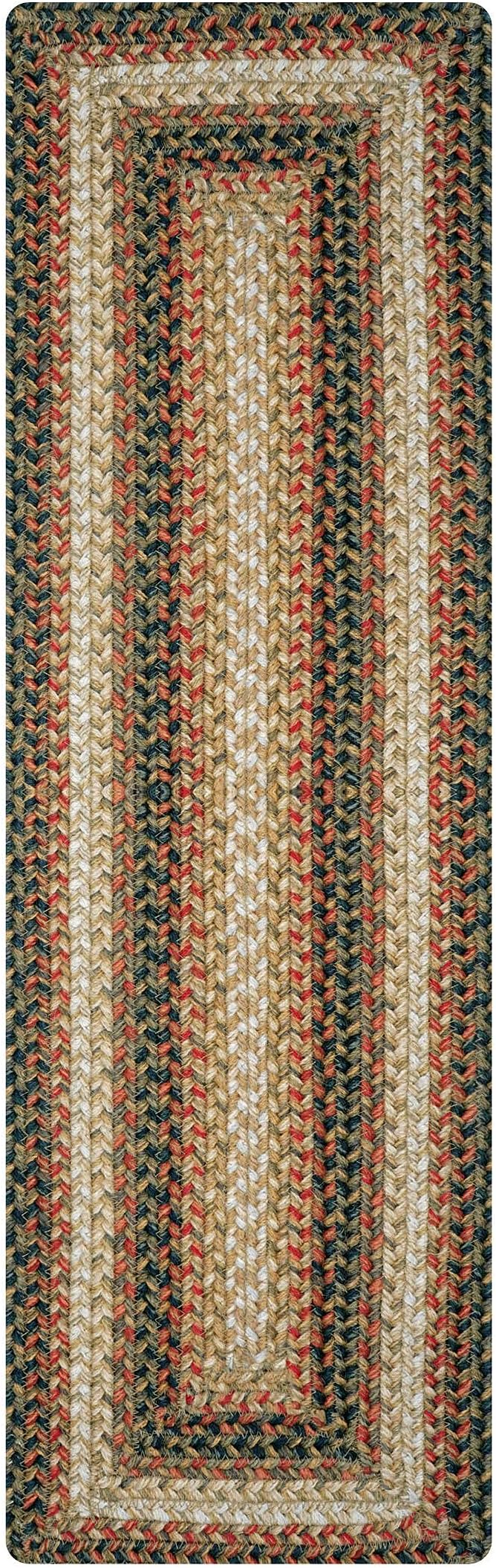 Homespice Russet Jute Braided Long Table Runner, Warm Country Decor, Multicolor Rectangle 11x36 - Rich Colors, Easy to Clean, Durable and Protects Furniture