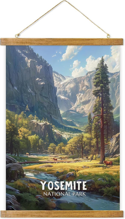 ABoby Vintage Yosemite National Park Posters - Travel Posters Wall Art for Home, Office - Retro Style Wall Decor with Wood Frames - Ready to Hang