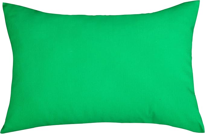 TangDepot Handmade Decorative Solid 100% Cotton Canvas Throw Pillow Covers/Pillow Shams, (12"x18", Bright Green)