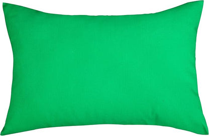 TangDepot Handmade Decorative Solid 100% Cotton Canvas Throw Pillow Covers/Pillow Shams, (12"x18", Bright Green)