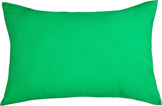 TangDepot Handmade Decorative Solid 100% Cotton Canvas Throw Pillow Covers/Pillow Shams, (12"x18", Bright Green)