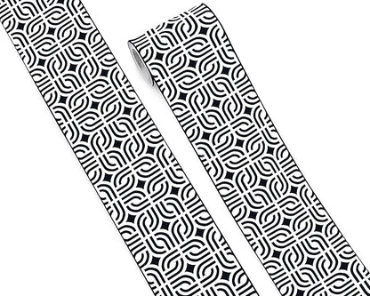 FLFK Mirror Frame Border - Black and White Peel and Stick Wall Borders Wallpaper Decal Trim Tape Geometric Pattern 5" x 240"