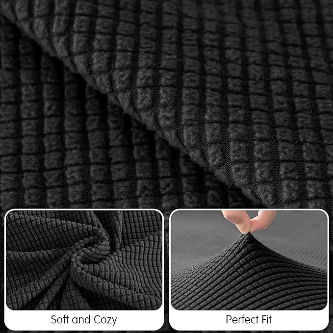 Hokway Stretch Chaise Cover Individual Couch Cushion Slipcovers Reversible Cushion Protector Slipcovers Sofa Cushion Protector Covers (Chaise Cover, Black)