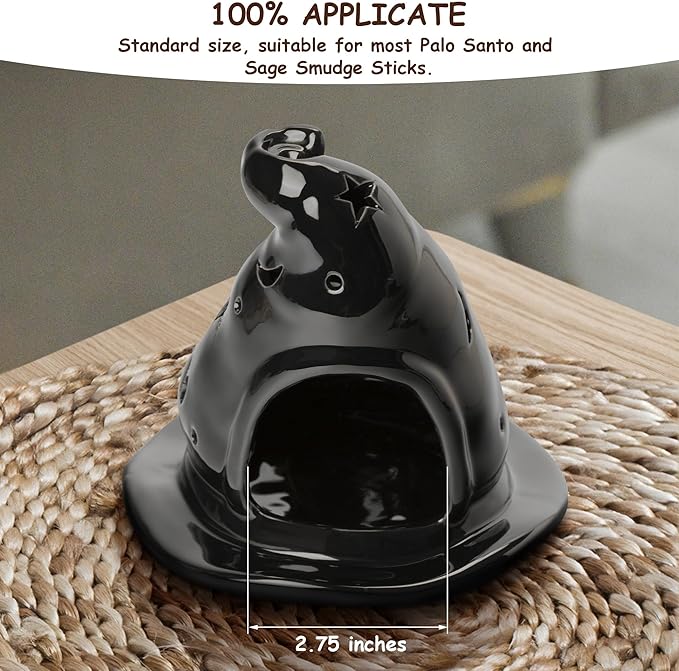 ZenBless 4 in 1 Witchcraft Supplies Ceramic Incense Holder Burner for Palo Santo, Sage, Candle and Backflow Waterfall with Free Backflow Incense Cones,Wiccan Altar Tools(tarot divination)