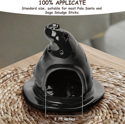ZenBless 4 in 1 Witchcraft Supplies Ceramic Incense Holder Burner for Palo Santo, Sage, Candle and Backflow Waterfall with Free Backflow Incense Cones,Wiccan Altar Tools(tarot divination)