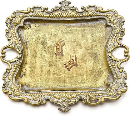 Small Antique Tray Jewelry Ring Dish, French Decor Gold Vintage Trinket Jewelry Holder, Antique Home Decor Display Trays Gifts for Women, Wedding, Birthday, Mother's Day Gifts for Women