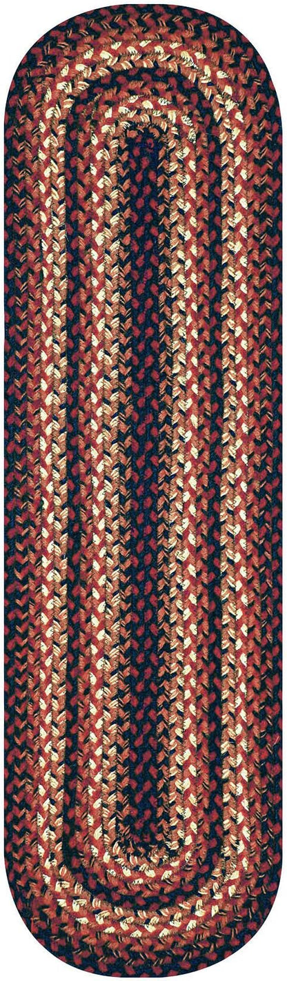 Homespice Prescott Jute Braided Table Runner, Warm Primitive Decor, Set of 2, Black and Red Oval 8x28 - Rich Colors, Easy to Clean, Durable and Protects Furniture