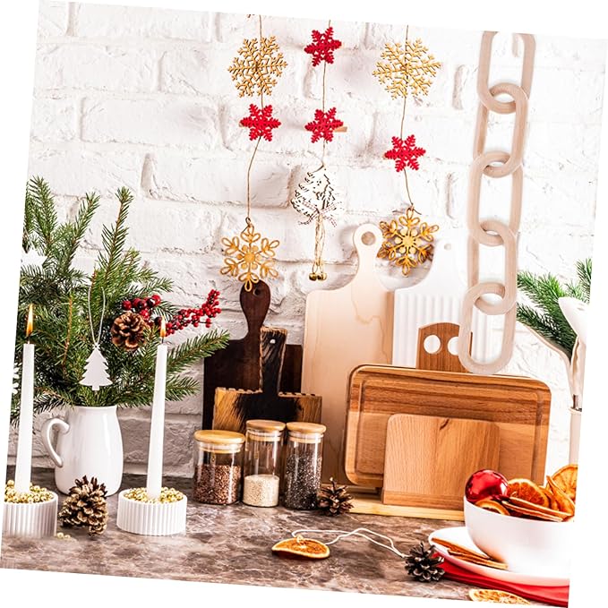 Wood Chain Link Decoration Minimalist Table Decor for Living Room Dining Table Rustic Design for Home Office and Special Occasions