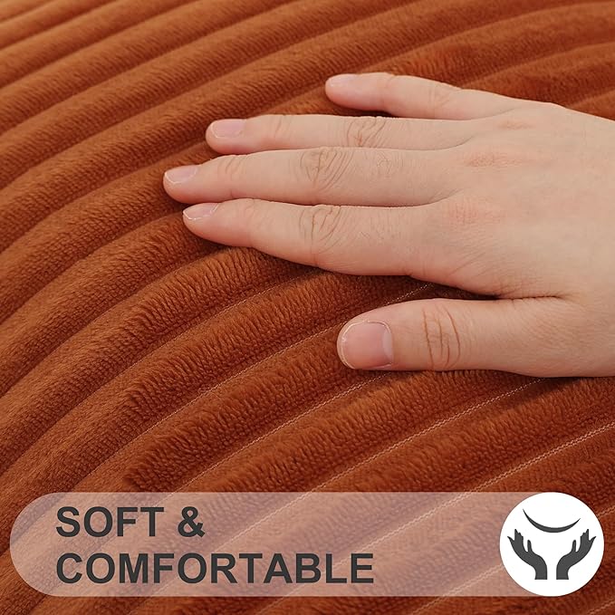 Simmore Decorative Spring Throw Pillow Covers 16x16 Set of 2, Soft Natural Plush Flannel Double-Sided Fluffy Couch Pillow Covers for Sofa Living Room, Rust