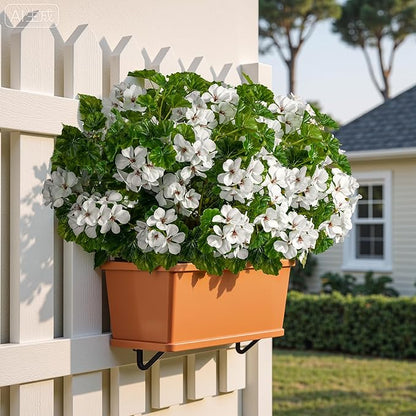 Artificial Flowers for Outdoors 4PCS Artificial Geraniums for Indoor Fake Flowers 17.7In Uv Resistant Artificial Outdoor Flowers Suitable for Indoor Home Decor Outdoor Garden Decoration,White