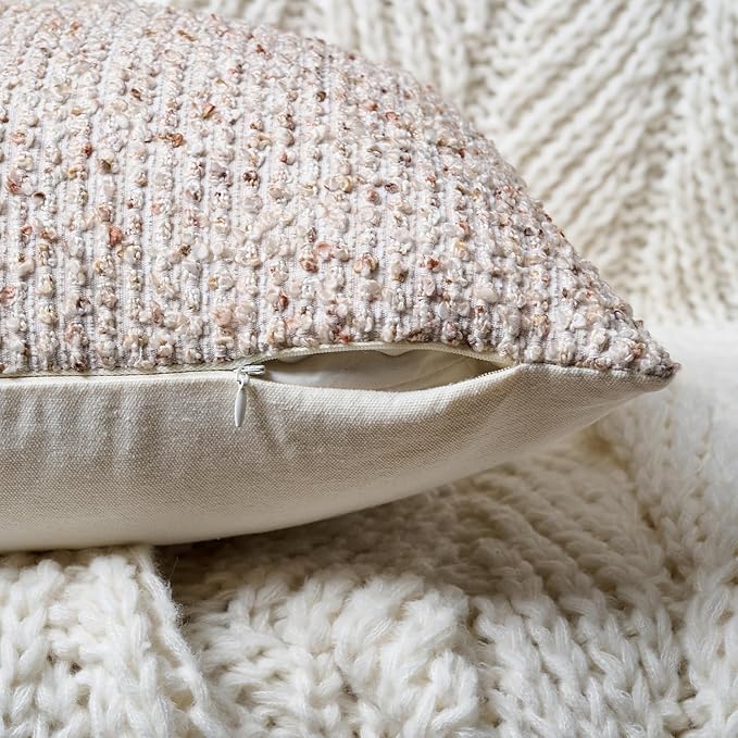14x36 Beige Decorative Body Pillow Cover for Bed Textured Boucle Striped Chic Morden Boho Accent Farmhouse Rectangular Long Lumbar Throw Pillow Case for Bedroom Living Room Home Decor Couch Sofa