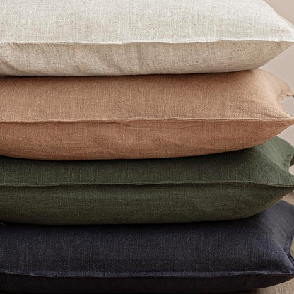 Foindtower Pack of 2, Decorative Linen Solid Throw Pillow Covers Accent Lumbar Cushion Case Boho Farmhouse Pillowcase for Chair Couch Sofa Bedroom Living Room Home Decor 12 x 20 Inch Dark Olive Green