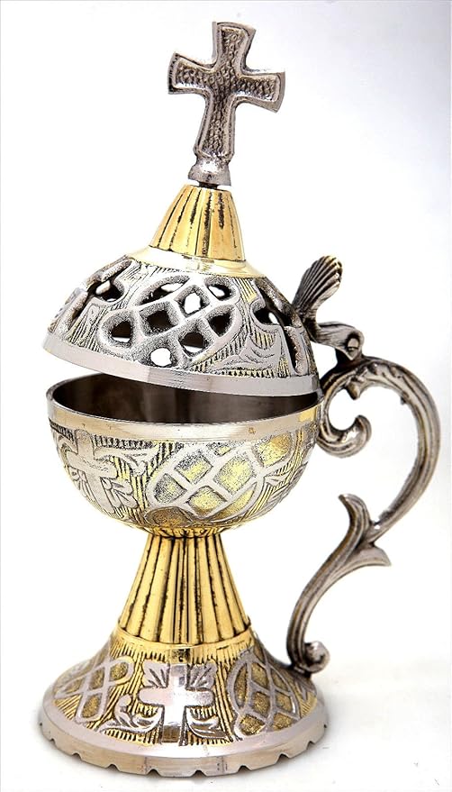 Christian Byzantine Orthodox Greek Censer Incense Burner Liturgy (4097-gn)