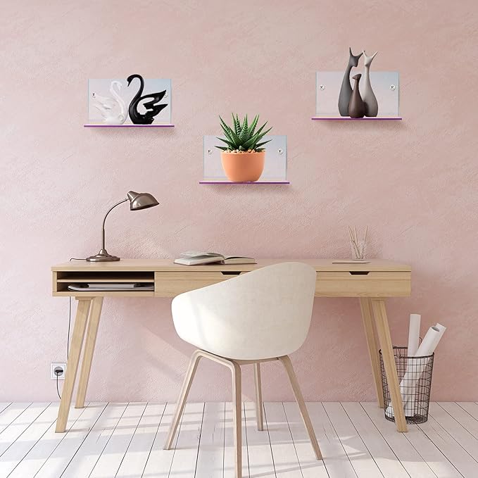 Yalikop 10 Pieces Small Floating Shelves for Wall 4'' Acrylic Mini Wall Shelf Acrylic Display Shelf Clear Hanging Shelves Room Decor for Bedroom, Bathroom, Living Room, Office