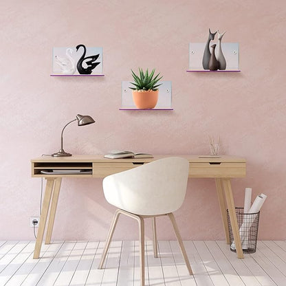 Yalikop 10 Pieces Small Floating Shelves for Wall 4'' Acrylic Mini Wall Shelf Acrylic Display Shelf Clear Hanging Shelves Room Decor for Bedroom, Bathroom, Living Room, Office