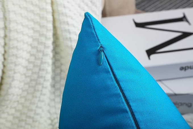 TangDepot Handmade Decorative Solid 100% Cotton Canvas Throw Pillow Covers/Pillow Shams, (28" x28" , Pacific Blue, 1 Count (Pack of 1))