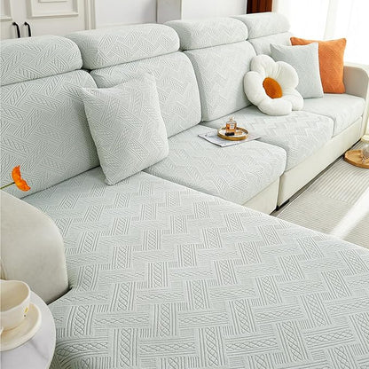 hyha Individual Couch Cushion Covers, Stretch Magic Sofa Seat Cushion Covers Washable, Dog Couch Sofa Slipcover for Pets, Kid with Elastic Bottom(Medium, Light Grey)