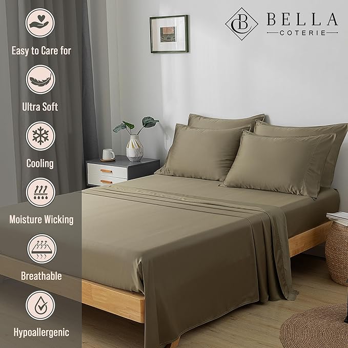 Bella Coterie 6 Piece Luxury Bamboo Viscose Sheet Set - Thumbnail 4