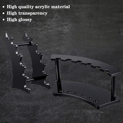 2 Pieces Plastic Pen Holder Stand, 6-Slots 2 Kinds Vertical and Horizontal Pen Display Stand Eyebrow Pen Stand Makeup Brush Rack Organizer for School Office Home Store (Black)