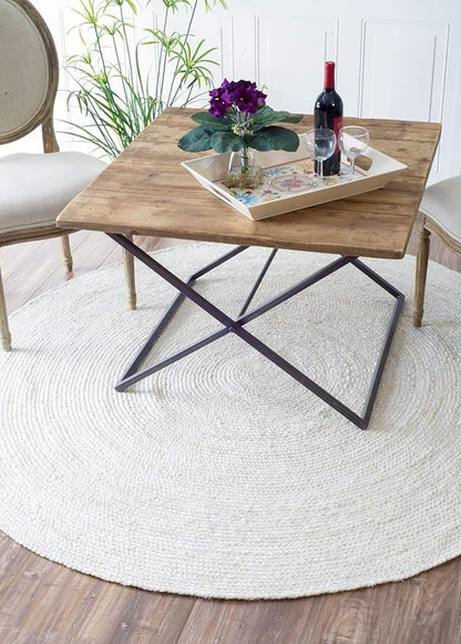nuLOOM 6x9 Rigo Jute Hand Woven Area Rug, Off White, Solid Farmhouse Design, Natural Fiber, For Bedroom, Living Room, Dining Room, Hallway, Office, Kitchen, Entryway