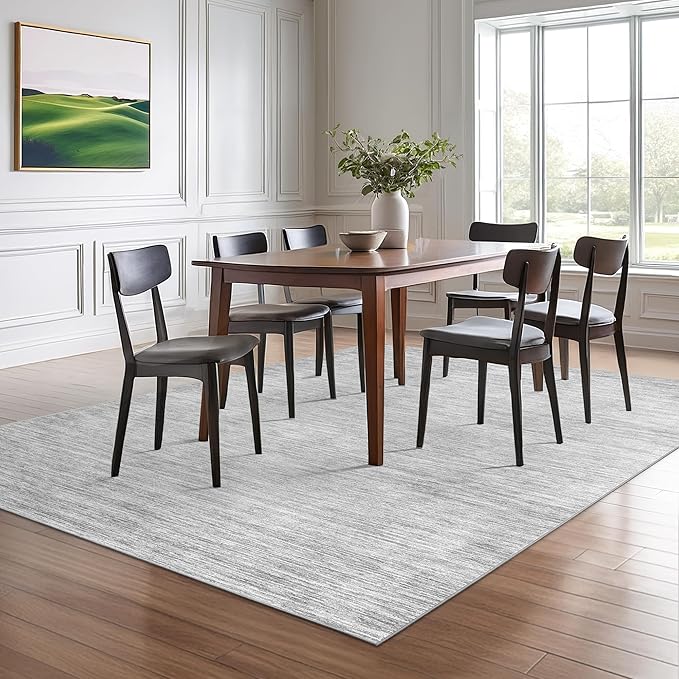 Valenrug Washable Rugs 6x9 - Non Slip 6x9 Area Rugs for Living Room, Stain Resistant Area Rugs for Bedroom, Foldable Machine Washable Area Rug(6'x9', Grey)