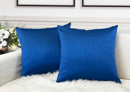 Aiking Home 24x24 Inches Faux Silk Square European Shams, Zipper Closure, Royal (Set of 2)