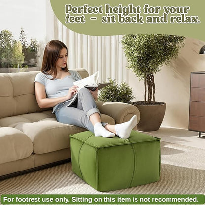 MeMoreCool Stuffed Round Pouf Ottoman Foot Rest, Floor Pouf Foot Stool with Soft Foam Chunk Filling, Small Round Ottoman Footstool Circle Footrest for Living Room