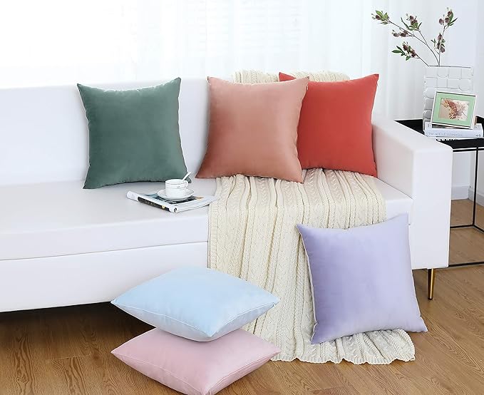 Jeneoo Set of 2 Comfy Soft Velvet Lumbar Throw Pillow Cases for Sofa Couch, Decorative Solid Rectangle Cushion Covers for Bedroom Car (12 x 20 Inches, Hot Pink)
