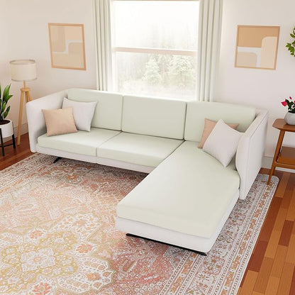 hyha Waterproof Couch Cushion Covers, Stretch Sofa Couch Seat Slipcover for Dog Washable, Non-Slip Waterproof Outdoor Cushion Covers for Patio Furniture Replacement (3 Pieces, Beige)