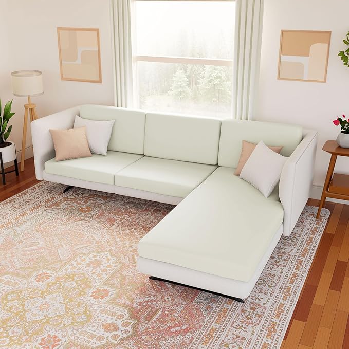 hyha Waterproof Couch Cushion Covers, Stretch Sofa Couch Seat Slipcover for Dog Washable, Non-Slip Waterproof Outdoor Cushion Covers for Patio Furniture Replacement (1 Piece for Large, Beige)