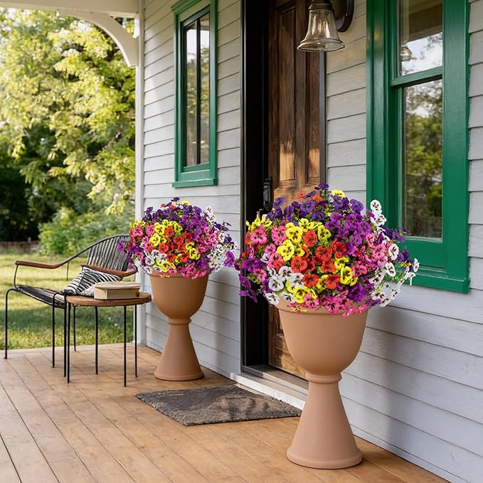 Artificial Flowers, 24 Bundles, Decorative Bouquets for Home, Wedding, Garden, Office Decor (6 Multicolor)