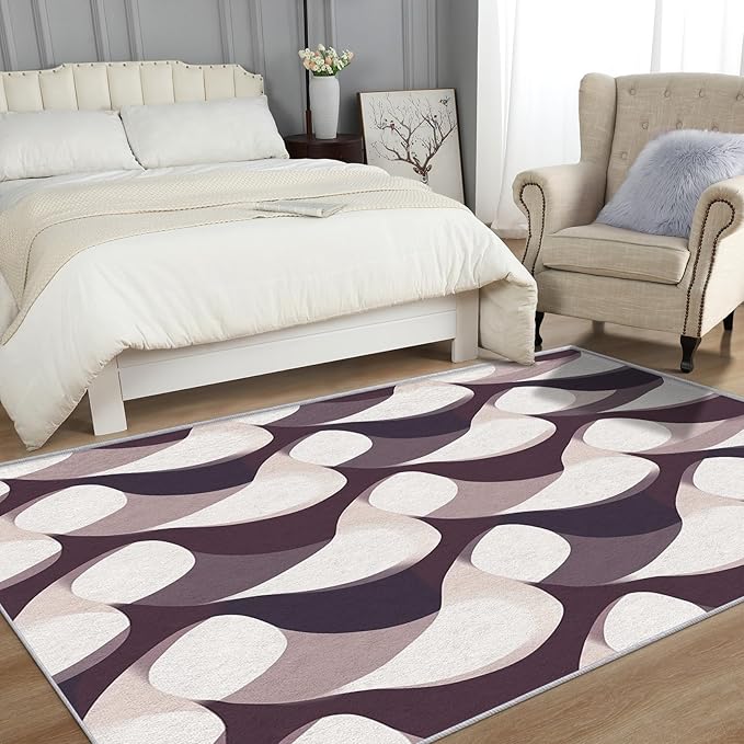 Abstract Rug 5x7 - Abstract Area Rug, 7x9 Rug, Contemporary Rug & Home Decor, Modern Carpet & Room Decor, Washable Non Slip Anti Skid Rugs