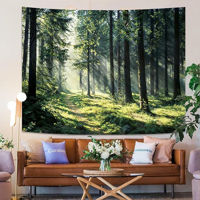 kampdream Landscape Tapestry, Scenery Art Wall Tapestries, Nature Wall Decor for Bedroom Living Room Backdrop Dindal effect forest 60×80 inches