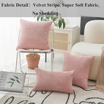 Home Brilliant Pillow Covers 26x26 Euro Shams Set of 2 for Couch Plush Velvet Corduroy European Pillow Sham for Girl's Room Decor, 26 x 26 inch, Baby Pink