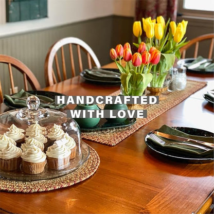 Homespice Harvest Braided Oval Table Runner, Warm Country Decor, Multicolor 11x36 - Jute Dining Table Accessories - Rich Colors, Easy to Clean, Durable and Protects Furniture