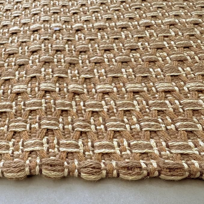 3x5 ft Rugs for Bedroom - Non-Slip Machine Washable Neutral Rug for Living Room,Faux Jute Rug,Braided Area Rug,Boho Solid Rugs for Home and Office,Very Soft,Stain-Resistan,Light Brown