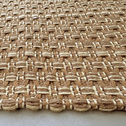 Kitchen Rugs,Kitchen Mats for Floor,Non Slip Washable 20"x 30"+20"x 48" Neutral Braided Rug,Faux Jute Rug with Non Slip Backing for Kitchen,Solid,Easy Clean,Area Rugs Sets of 2Pcs,Light Brown